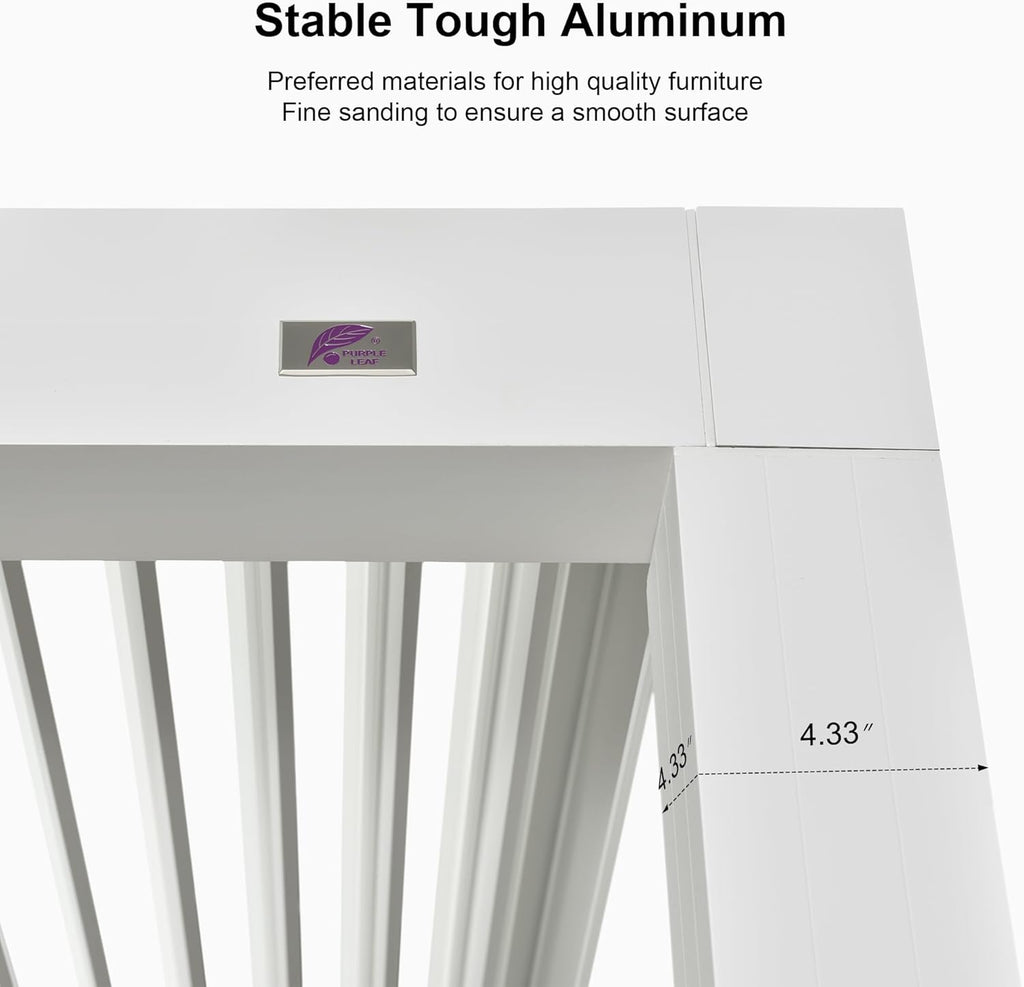 PURPLE LEAF Outdoor Louvered Pergola 10'x14' White Aluminum Pergola Modern Shade Gazebo with 2 Independently Adjustable Rainproof Hardtop for Patio Garden Yard