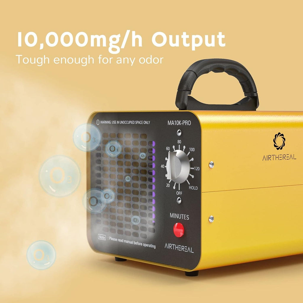 Airthereal MA10K-PRO Ozone Generator - High Capacity O3 Machine for Areas of 3500+ Square Feet, Home Ionizer Odor Remover, Yellow