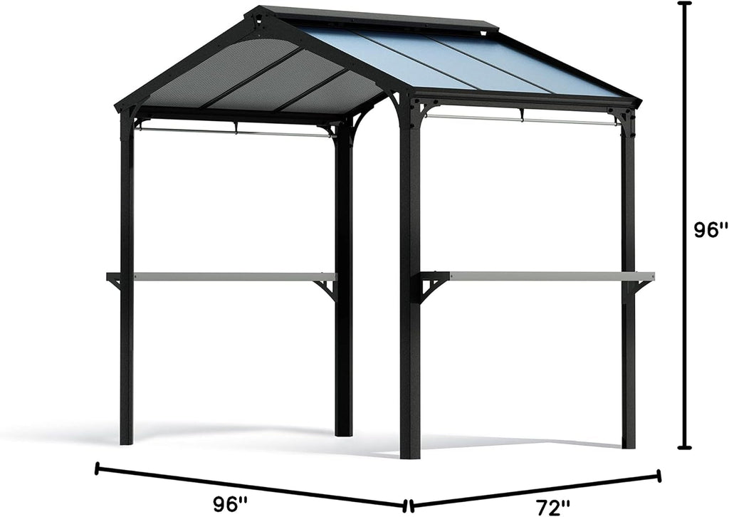 Palram - Canopia Austin 6' x 8' BBQ Grill Gazebo, Gray Polycarbonate Panels, Metal Frame Hardtop, Weather Protection & Shade Grilling Station for Deck, Backyard Bar and Grill