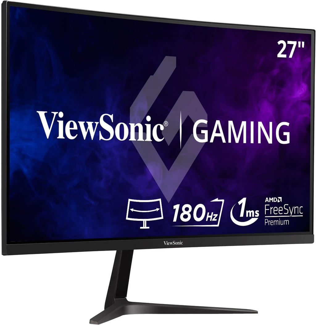 ViewSonic VX2718-2KPC-MHD 27 Inch 1440p Curved Gaming Monitor, 180Hz and 1ms for Smooth Gameplay, FreeSync Premium and Eye Care Technology for Comfortable Viewing, HDMI, and DisplayPort Inputs