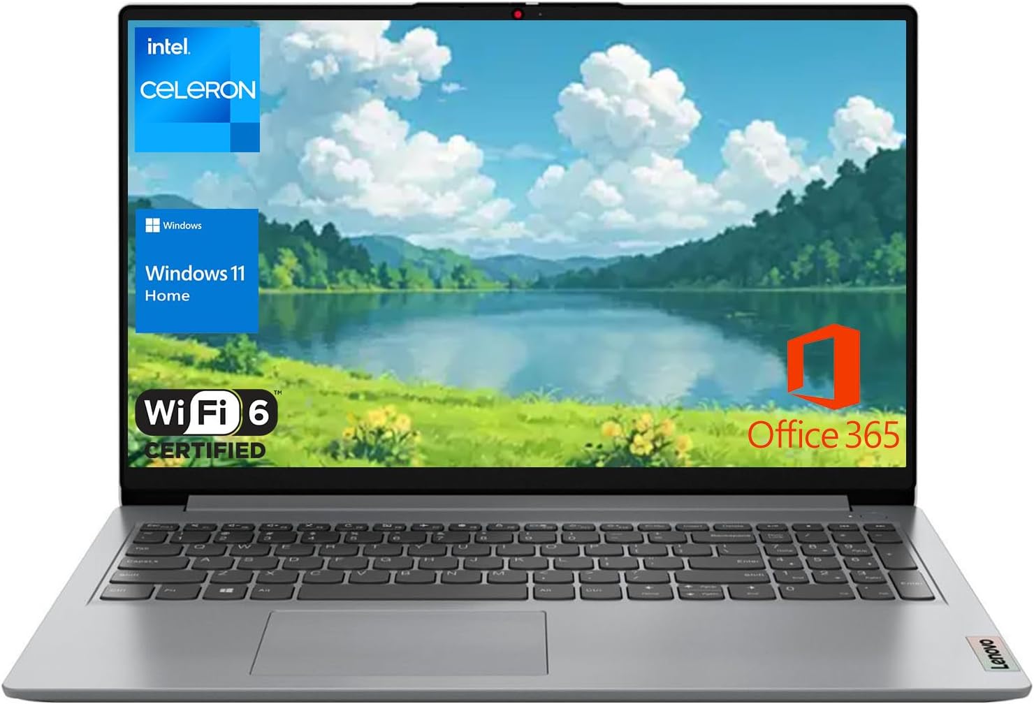 Lenovo IdeaPad 15.6 Home Laptop, FHD 220nits Anti-Glare, Intel Celeron 4-Core Processor, 8GB RAM, 256GB Storage(128GB eMMC + 128GB PCIe), Office 365, Wi-Fi 6, W11H, Additional 1 Yr ADP