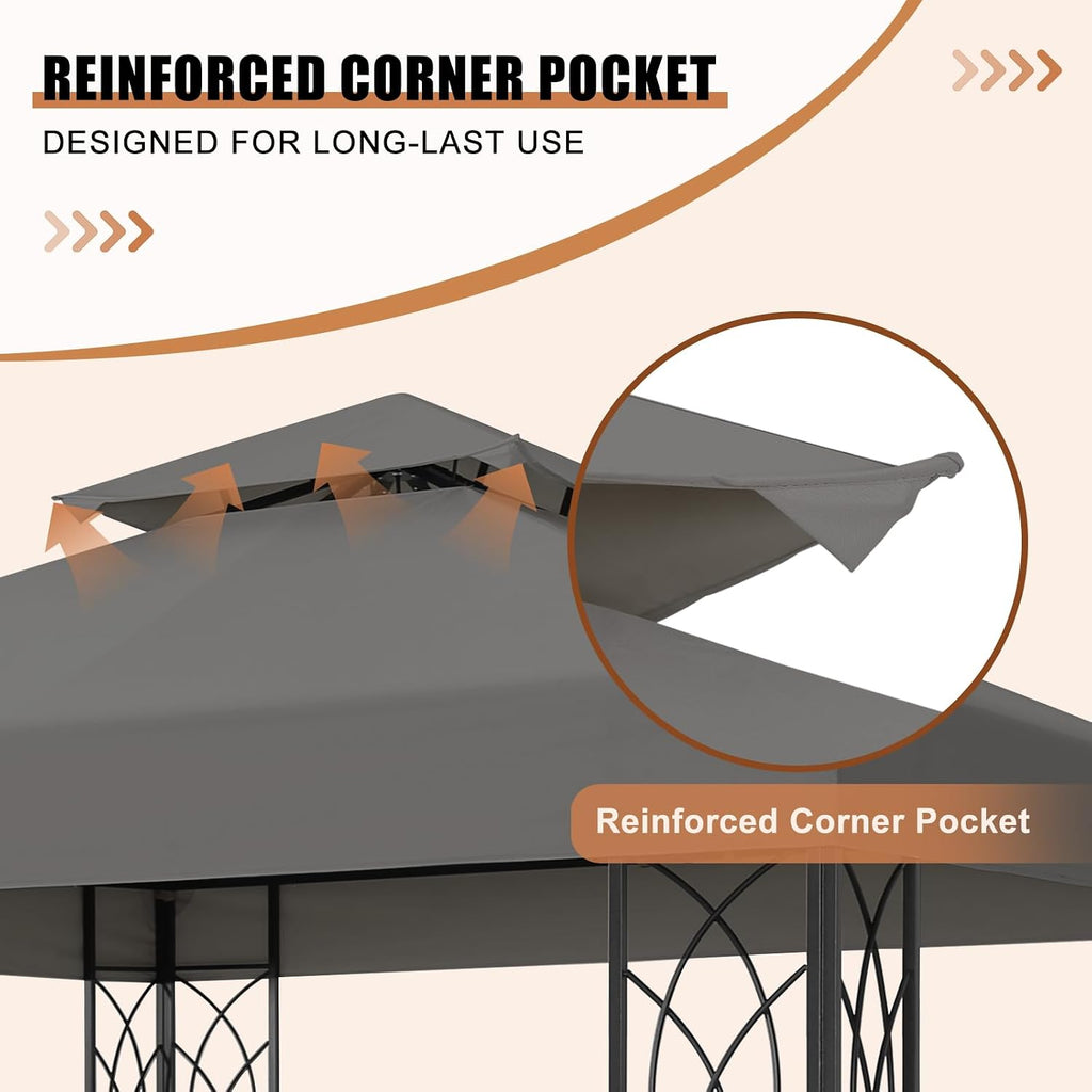 8x8 Outdoor Gazebo for Backyard, Patio Gazebo Tent with Corner Shelves, Gray