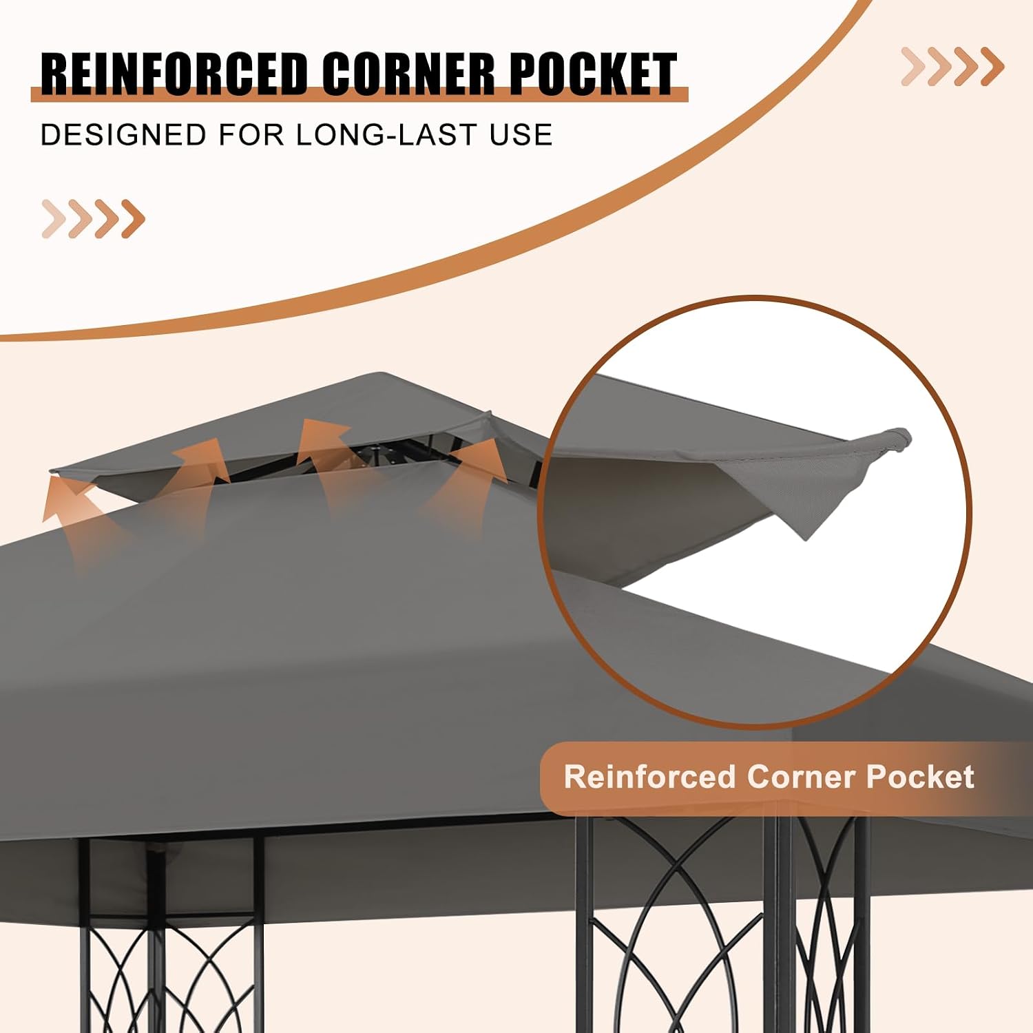 8x8 Outdoor Gazebo for Backyard, Patio Gazebo Tent with Corner Shelves, Gray