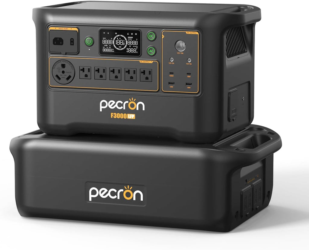 PECRON F3000LFP Power Station with 5120Wh FP5000-48V Extra Battery, Total 8192Wh Solar Generator Kit for Home Use