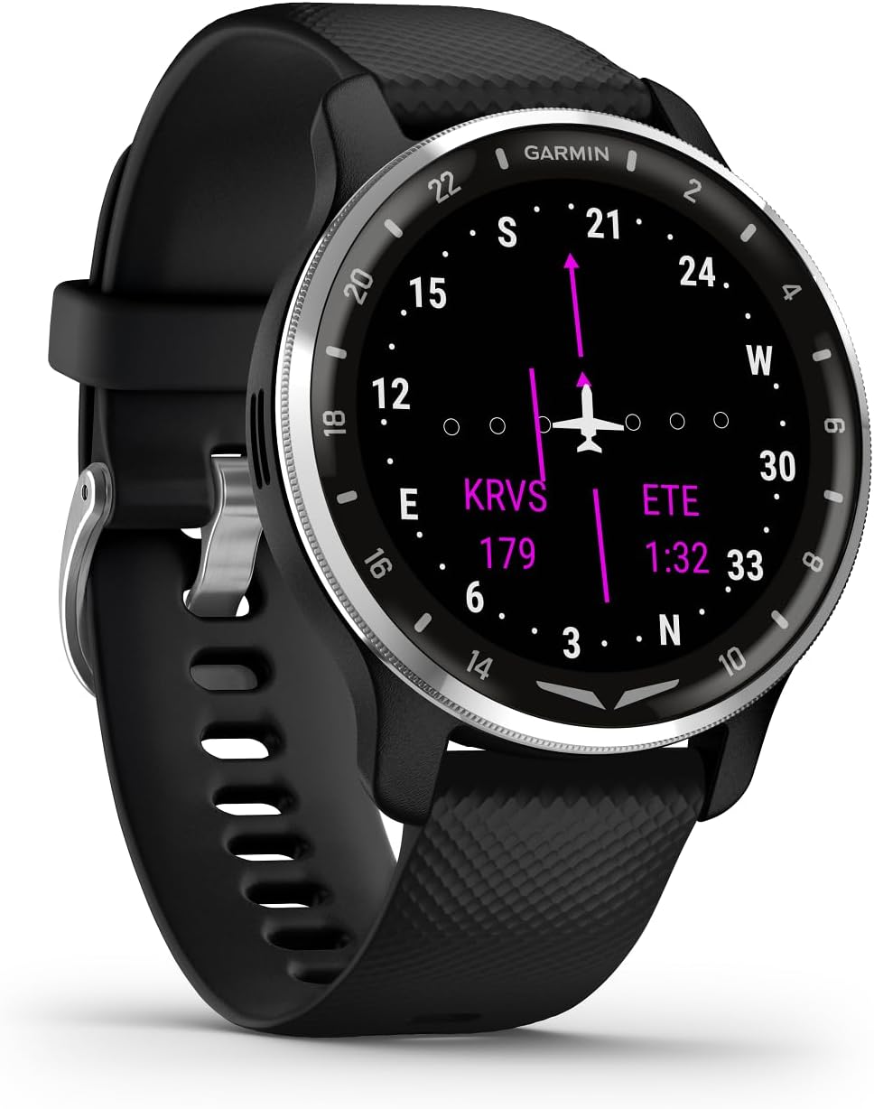 Garmin D2 Air X10 Aviator GPS Smartwatch with Call, Text, Health, Wellness and Aviation Weather Features (Black) + USB Wall Charger + Microfiber Cleaning Cloth + More