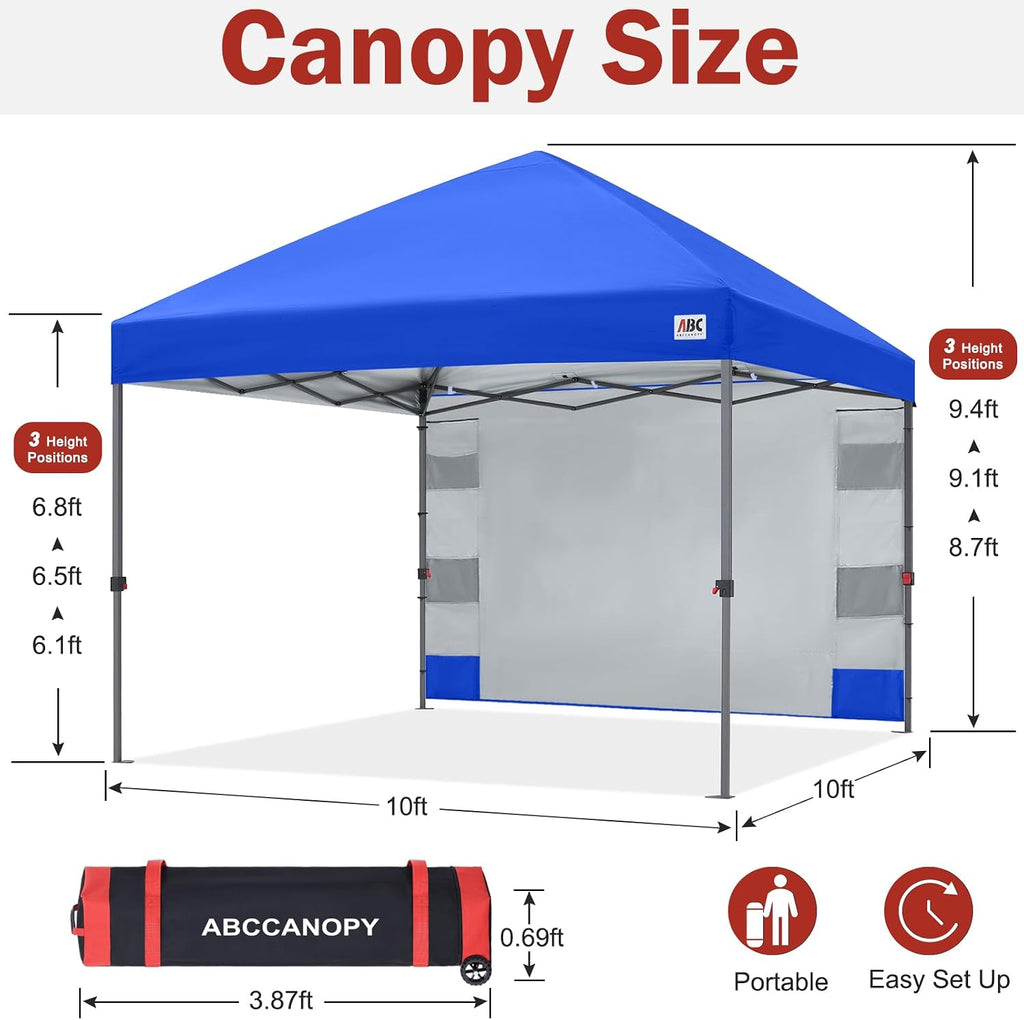 ABCCANOPY Pop Up Canopy with Sidewall,10x10 Outdoor Canopy Tent with Storage Sidewall for Commercial Events with 4 Weights (Royal Blue)