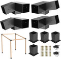 15° Slanted Roof Pergola Brackets, 3-Way Roof Wall Mount Extension Pergola Kit, 4''x4'' Wood Post Base Bracket, Corner Bracket for Gazebos, Patio Pergolas, Log Cabin (8PCS)