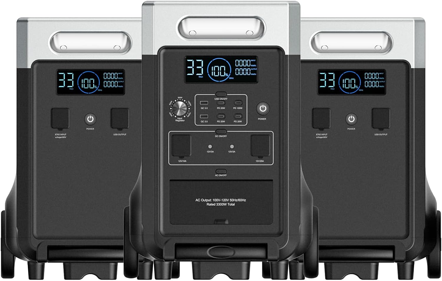 AFERIY 11520Wh Portable Power Station,P310 with 2 Extra Battery,120V 3600W Expandable Capacity LiFePO4 Battery Backup,Solar Generator for Home Use,Outdoor Camping,Power Outage,Camping,RV,Emergencies