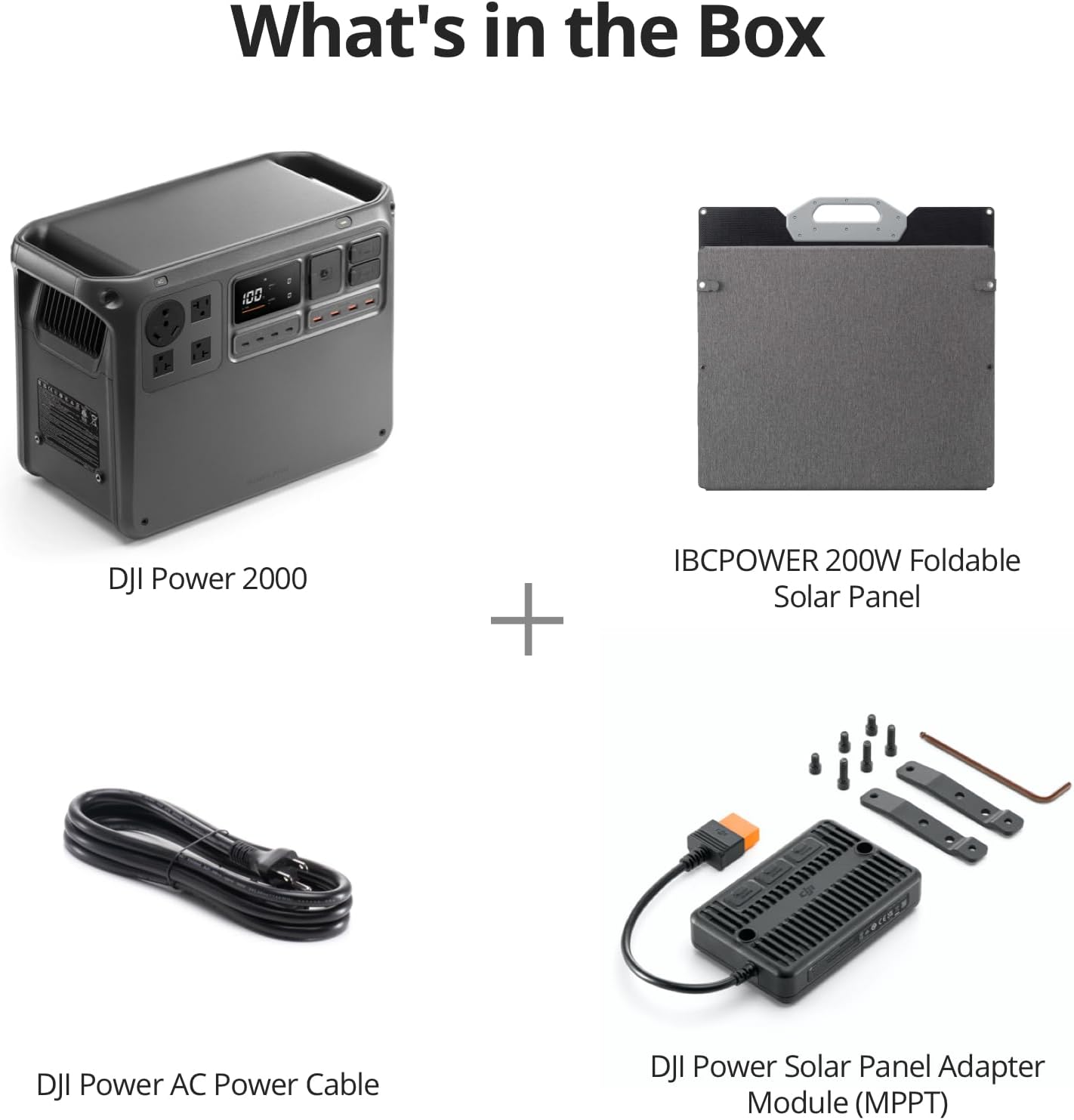 DJI Power 2000 Portable Power Station, Foldable Solar Panel, 2048Wh LFP Battery, 3000W Stable Output, 0-80% in 55 Mins, Enhanced Safety, Ultra-Quiet, Camping, Blackout, RV