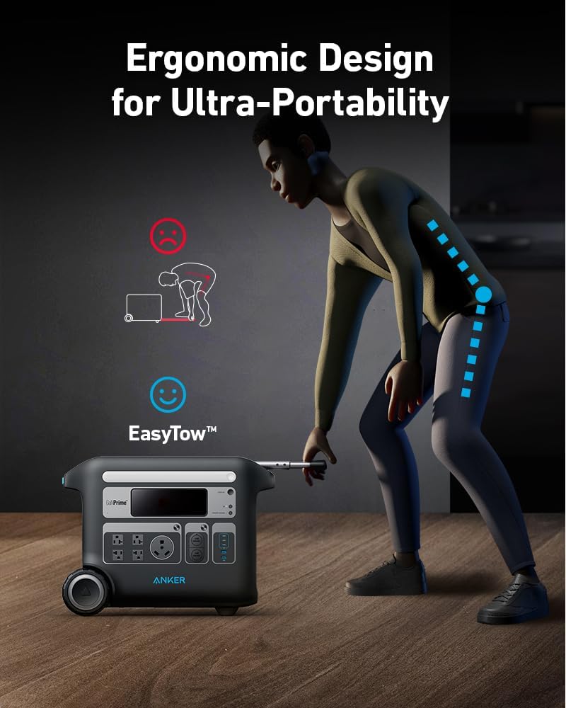Anker SOLIX F2000 Solar Generator, 2048Wh Portable Power Station with LiFePO4 Batteries and 400W Solar Panel, GaNPrime Technology, 4 AC Outlets Up to 2400W for Home, Power Outages, Camping, and RVs