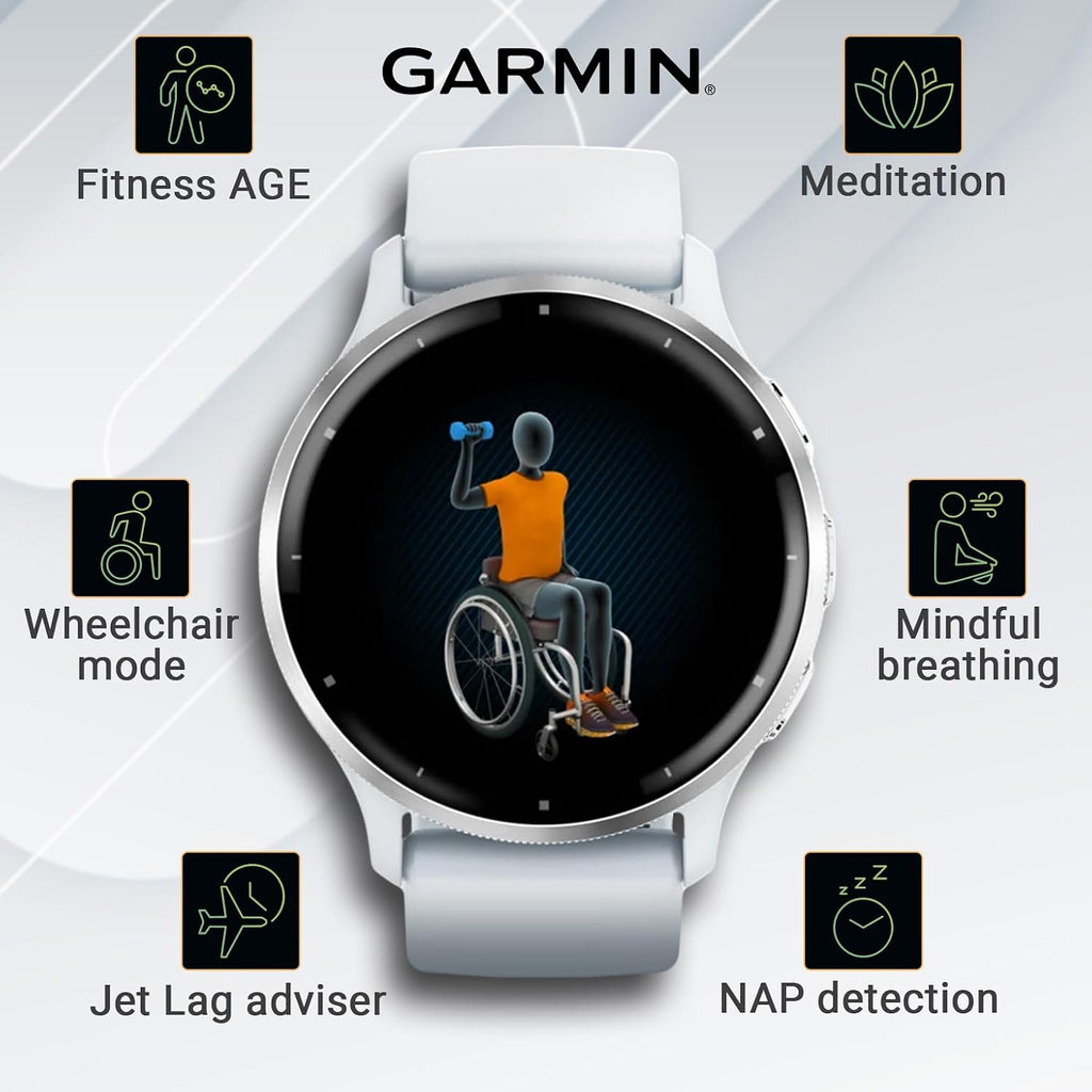 Garmin Venu 3: Silver Stainless Steel 45 mm Smartwatch|AMOLED 1.4' Display Up to 14 Days Battery Life | Multisport Men Watch - Whitestone | Advanced Health & Fitness Features Gift Bundle