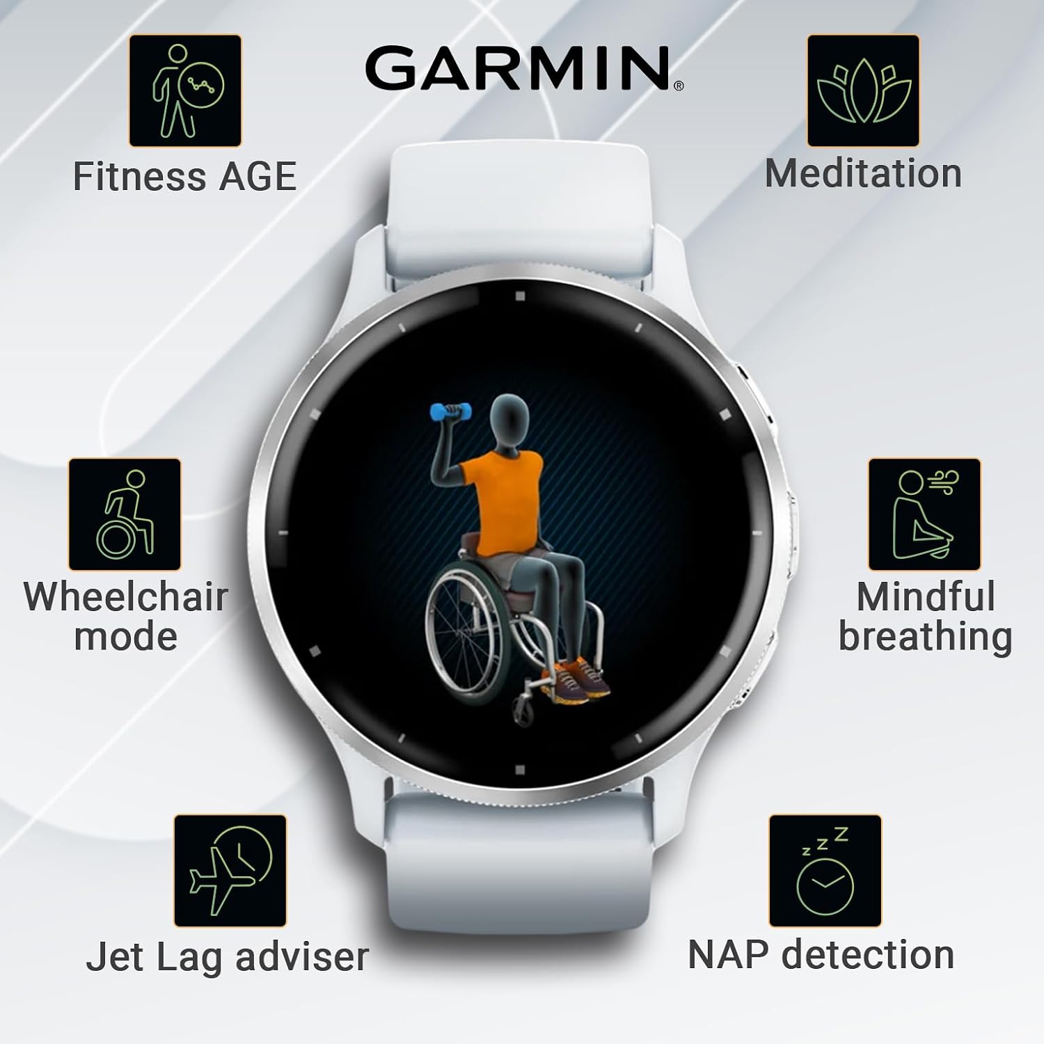 Garmin Venu 3 GPS Smartwatch AMOLED Display 45 mm Watch, Advanced Health and Fitness Features, Up to 14 Days of Battery, Whitestone with Black Earbuds Bundle