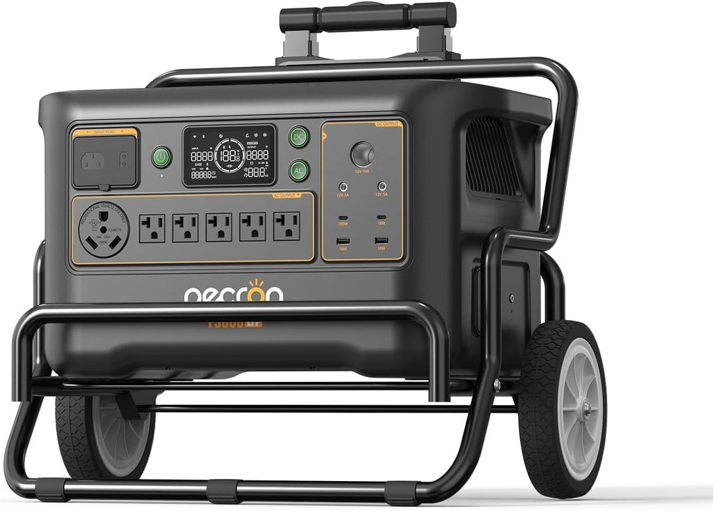 PECRON Portable Power Station F3000LFP with Cart Kit, 3072Wh Solar Camping Generator, 3600W Solar Generator for RV, Home Use, CPAP