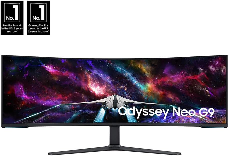 Samsung 57' Odyssey Neo G9 Dual 4K UHD Quantum Mini-LED Curved Gaming Monitor Bundle with Tech Smart USA Elite Suite 18 Standard Editing Software Bundle + 2 Year CPS Enhanced Protection Pack