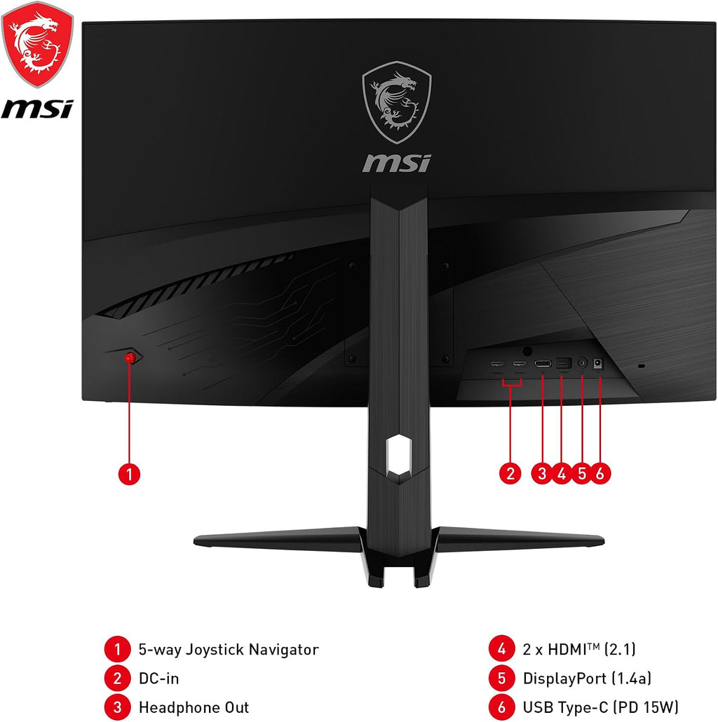 msi MAG321CUP 32-inch 3840 x 2160 (UHD), VA, 4K Gaming Monitor 160Hz, Adaptive Sync, 1ms, HDMI, Display-Port, VESA Mountable, Tilt, Black