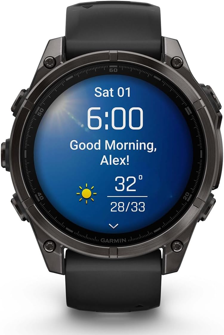 Garmin Fenix 8 AMOLED Sapphire (47mm, Carbon Gray DLC Titanium) Multisport GPS Smartwatch Gift Box Bundle - 1.4' Touchscreen, LED Flashlight with PlayBetter Charger, Screens, Adapter, Case