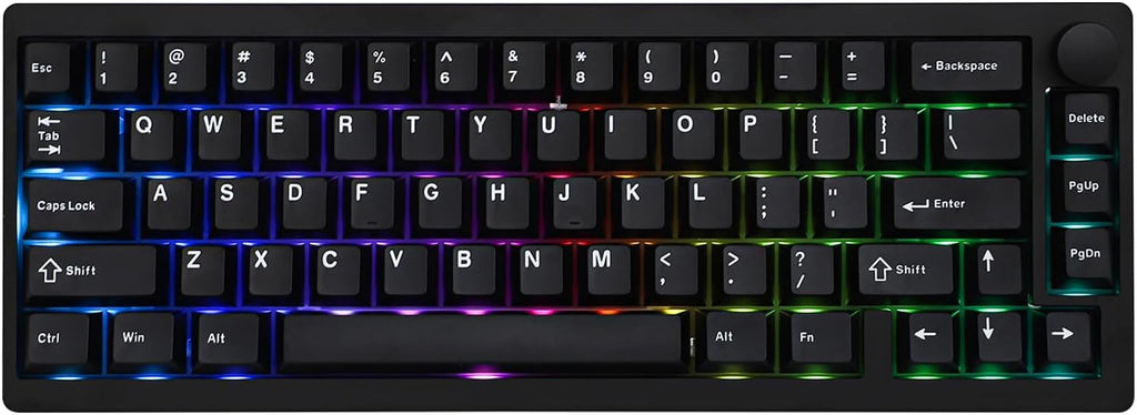 EPOMAKER P65 QMK/VIA Wireless Aluminum Gaming Keyboard, Gasket-Mount, BT/2.4Ghz/USB(A to C), Hot Swappable, N-Key Rollover, for Mac/PC/PS/Xbox (Black, Zebra Switch)