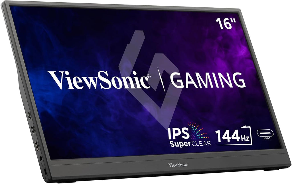 ViewSonic VX1654 16 Inch 1080p Portable Gaming Monitor, IPS Display with 144Hz for Smooth Mobile Workspaces and Fast-Action Gaming, Built-in Stand, 60W USB-C, and Mini HDMI Inputs