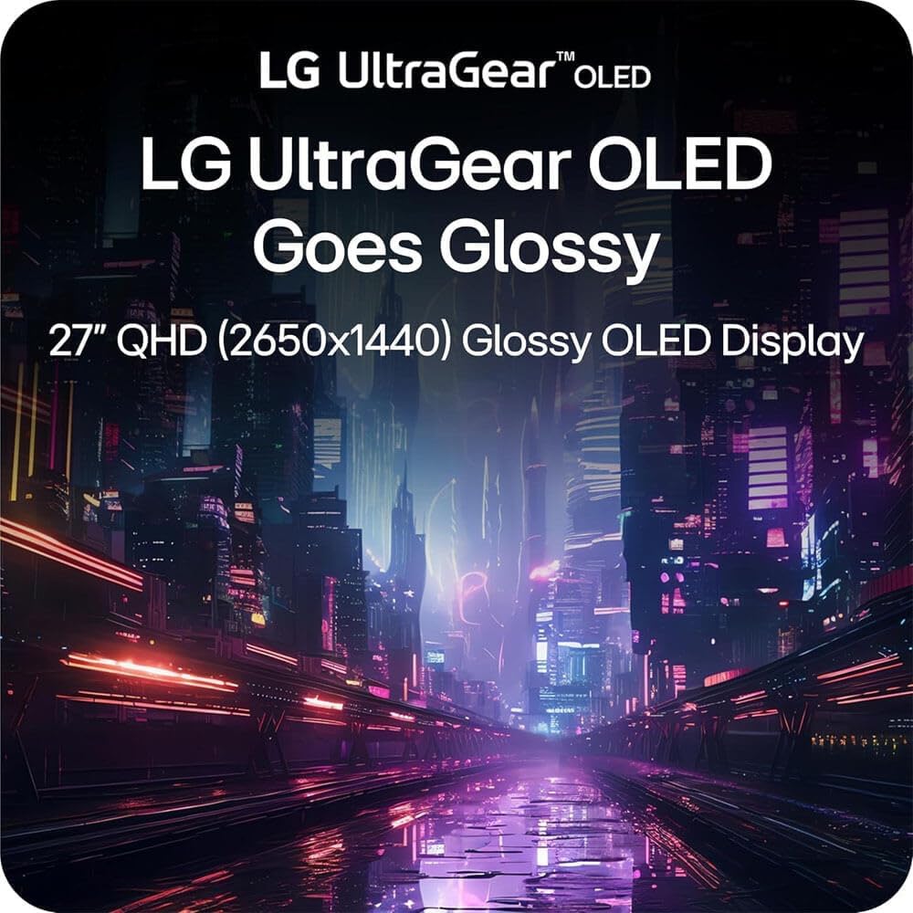 LG Ultragear 27 Inch QHD OLED Gaming Monitor 2650x1440 240Hz 0.03ms NVIDIA G Sync AMD FreeSync Premium Pro 400 HDMI 2.1 DisplayPort Includes 12 Month CPS Protection Plan Enhanced Game Experience