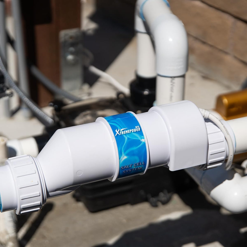 XtremepowerUS 15K Salt Chlorination System for In-Ground Pools Up to 15,000 Gallons Pool Flow Switch Cell Fitting Complete System, Cleaning Stand