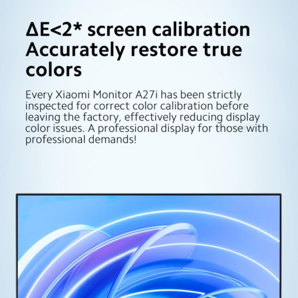 XIAOMI A27i 27 inch Monitor, 100Hz high Refresh Rate, IPS Hard Screen, 7.5mm Ultra-Slim Body, 1080p FHD Resolution, ∆Е<2 Factory Color Calibration for Each Screen, DP 1.4 Supported and Easy mounting