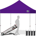 Eurmax USA 10x10ft Pop Up Canopy,Commercial Instant Tent for Outdoor Events,Patented No-Tip Rolling Storage Bag with 4 Sandbags,UV & Water Resistant,Heavy Duty Portable Shelter Gazebo,Purple