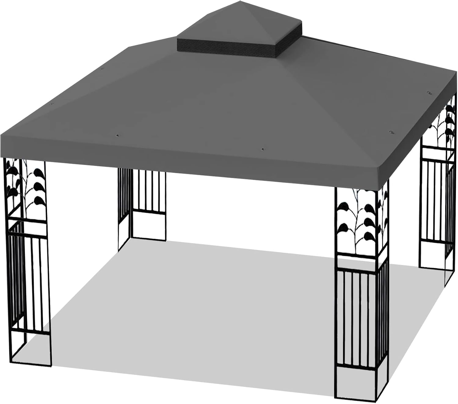 10x10 Ft Gazebo Canopy Replacement Cover, Double Tiered Gazebo Replacement Top (Grey)