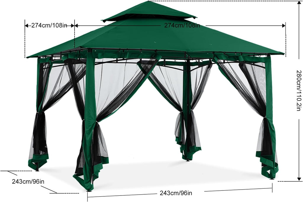 ABCCANOPY Gazebo 8x8 - Outdoor Patio Gazebos on Clearance with Mosquito Net for Parties, Backyard (Green)