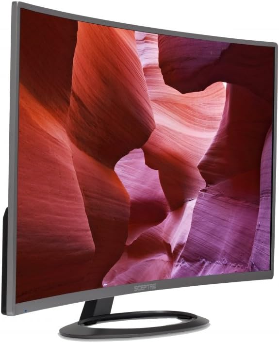New Sceptre C328W-1920R 32' Curved LED Gaming Monitor 75Hz 1080P HDMI DisplayPort Ultra Thin Metal Black 2018