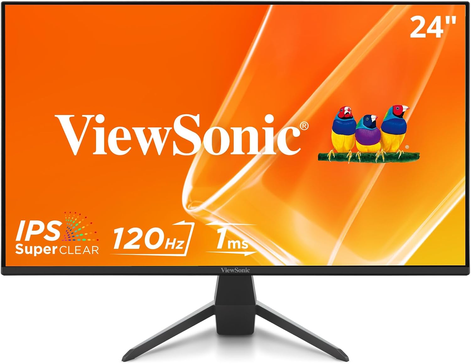 ViewSonic VX2470-MHD 24 Inch 1080p Monitor, IPS Display with 120Hz and Variable Refresh Rate for Ultimate Home Entertainment, Eye Care Technology, HDMI, and DisplayPort Inputs