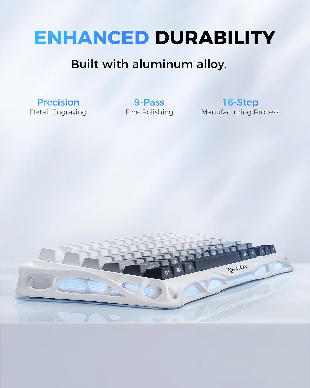 GravaStar Mercury K1 75% Wireless Mechanical Gaming Keyboard, Aluminum Alloy Exoskeleton Design, Gasket Custom Keyboard Hot-Swap Socket, Linear Switches, RGB Backlit