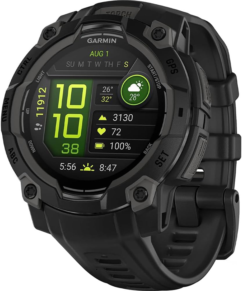 Garmin Instinct 3-45 mm Outdoor GPS Smartwatch, AMOLED, Black with Black Band 010-02936-00 Bundle with 2 YR CPS Enhanced Protection Pack & Deco Essentials 2X Screen Protector