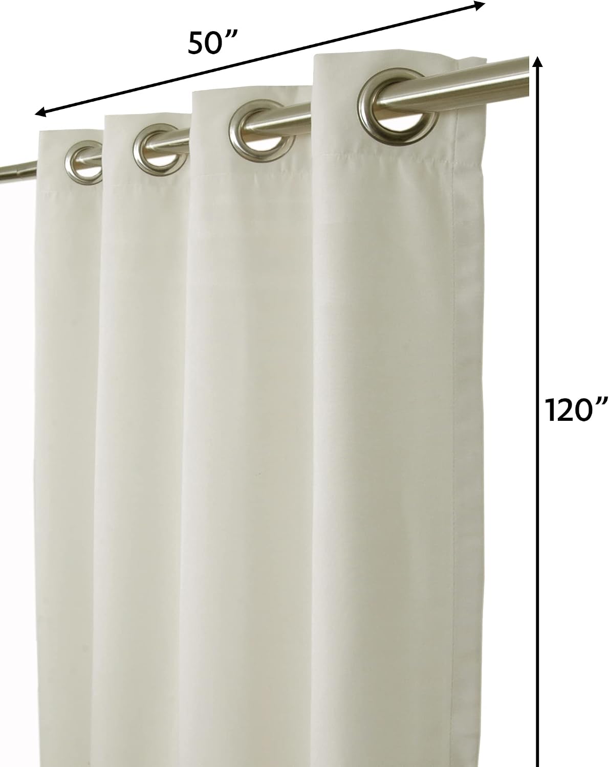 Outdoor/Indoor Sunbrella Curtain 120 inch x 50 inch with 8 Stainless Steel Grommets Canvas Canvas Off White