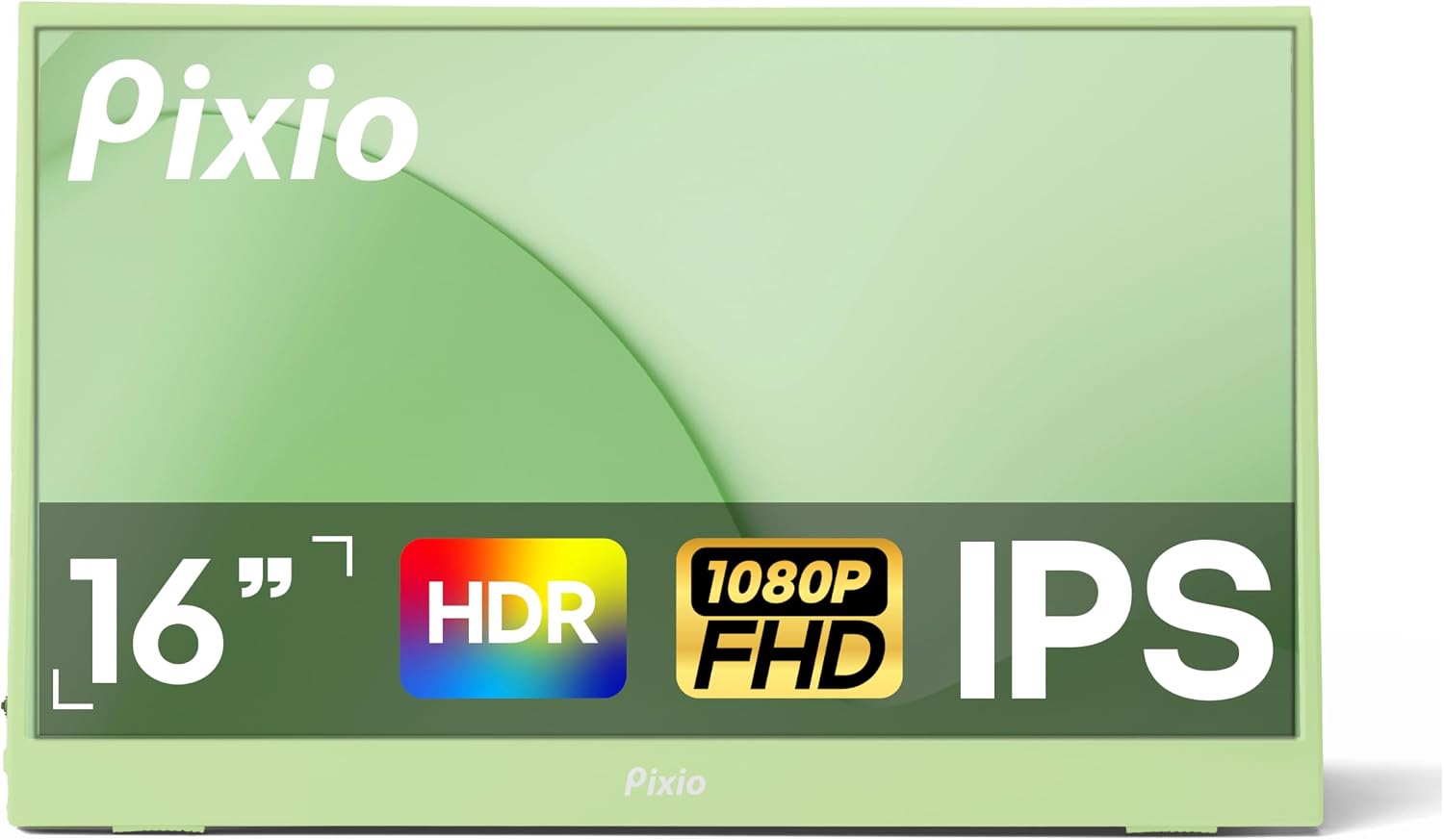 Pixio PX160 Wave Mint Green Portable Monitor 15.6 inch 60Hz FHD 1080p IPS Panel HDR Screen Cover Stand USB-C HDMI Laptop Screen Extender Portable Monitor for Laptop, PC, Console, Phone