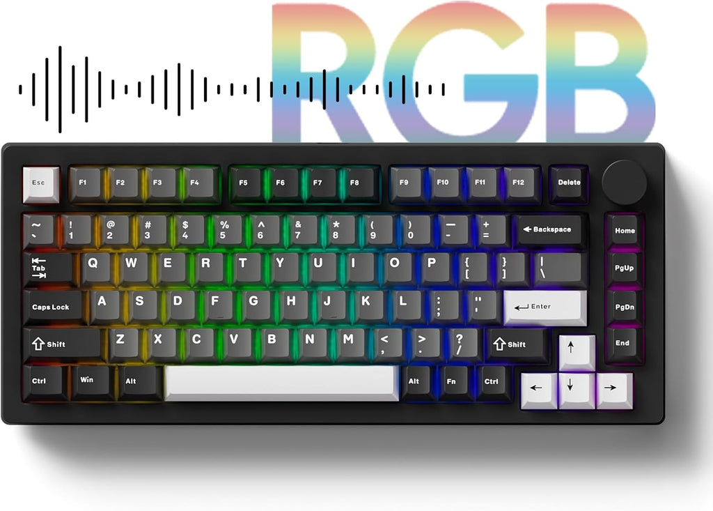 MONSGEEK M1 V5 Aluminum Mechanical Keyboard 75% Quick Release Gaming Keyboard Black & Silver with Knob 8000 mAh RGB Hot-swappable Pre-lubed Cilantro Switch