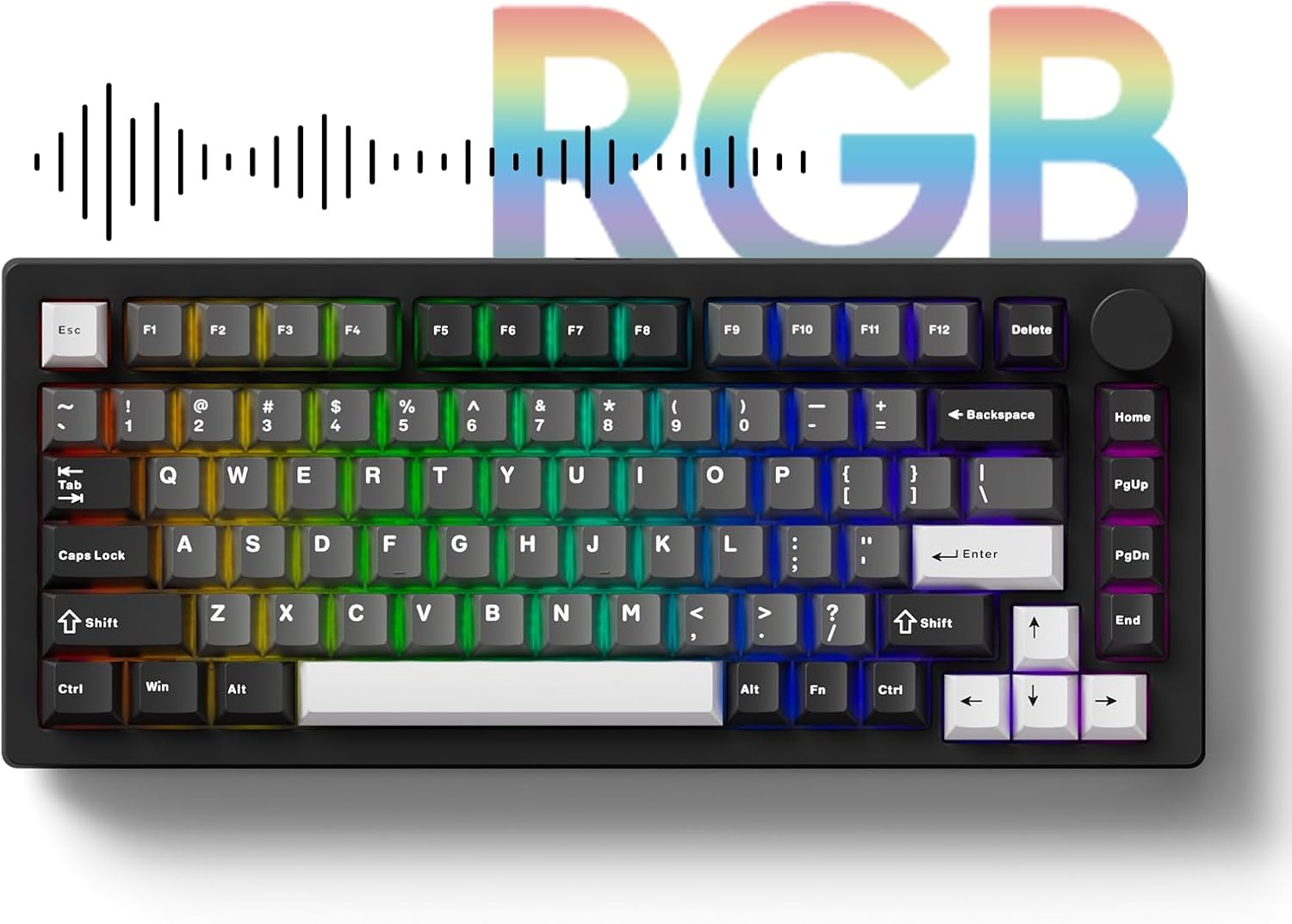 MONSGEEK M1 V5 Aluminum Mechanical Keyboard 75% Quick Release Gaming Keyboard Black & Silver with Knob 8000 mAh RGB Hot-swappable Pre-lubed Cilantro Switch