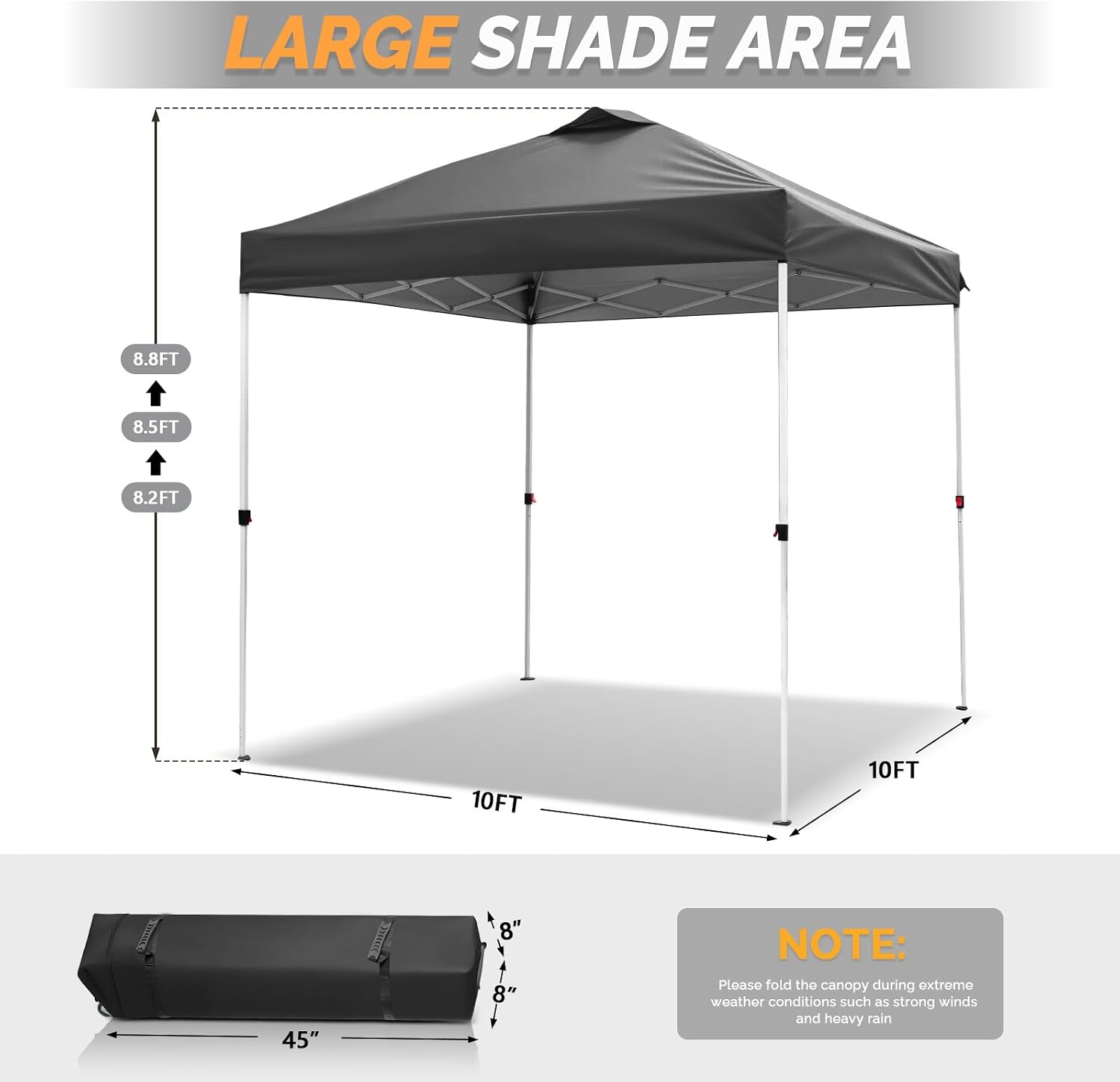 VINGLI 10x10 Pop Up Canopy Tent with 4 Sidewalls & Sandbags, Outdoor Pop Up Gazebo, Tents for Parties Easy up Canopy for Events, Parties, Camping