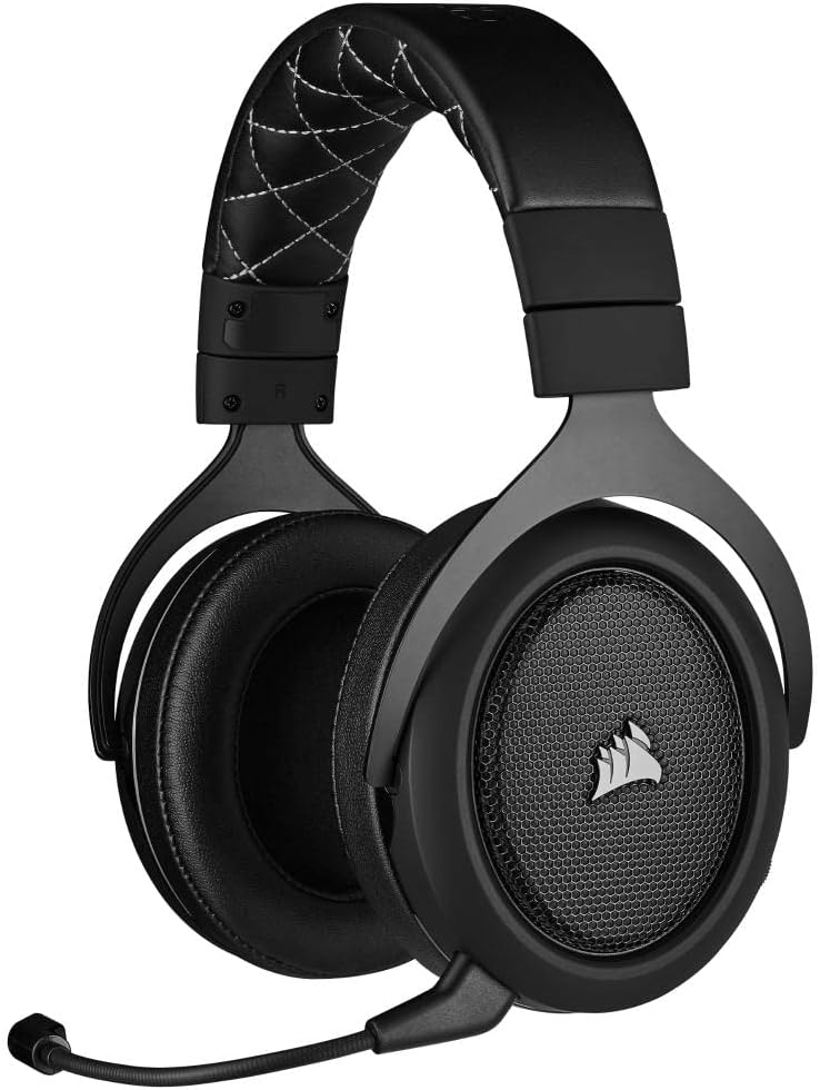 Corsair HS70 PRO Wireless Gaming Headset – 7.1 Surround Sound – Detachable Uni-Directional Microphone – Up to 40ft Range – iCUE Compatible – PC, Mac, PS5, PS4 – Carbon