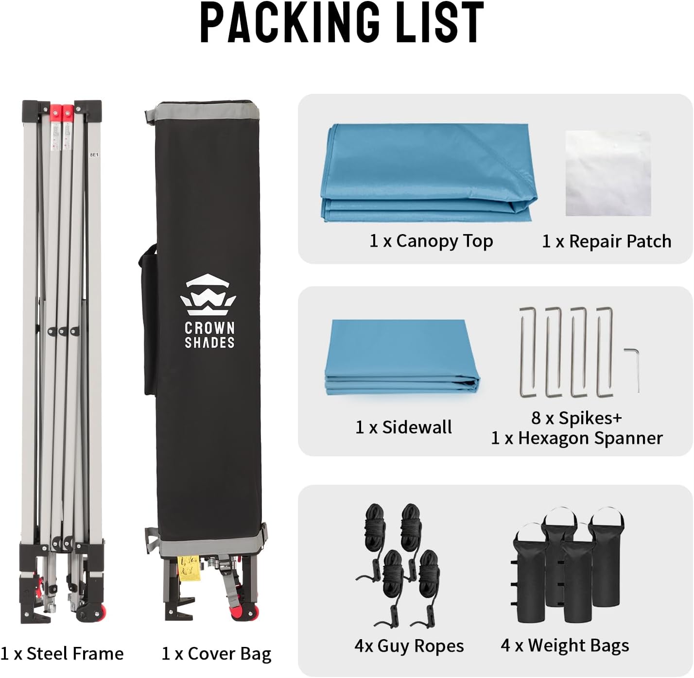 CROWN SHADES 10x10 Pop Up Canopy with 1 Side Wall - Beach Tent with One Push Setup - Outdoor Sun Shade for Events, Parties, Camping - Gazebo with STO-N-Go Cover Bag (Cyan Blue)