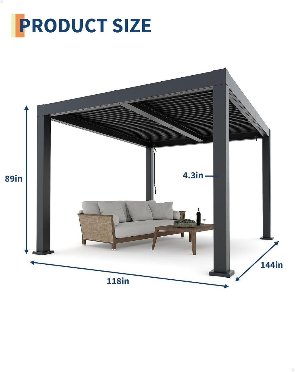Garvee 10x12ft Louvered Pergola - All-Aluminum Outdoor Pergolas with Adjustable Louvered Roof, Integrated Drainage System, Outdoor Gazebo for Deck, Patio, Backyard and Garden, Gray