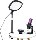 Live Video Streaming Kit (Deluxe)-for Video Call, Gaming, Podcast, YouTube, Content Creation- Includes 2k 60 FPS Webcam, Professional Cardioid Microphone, and LED Flat Light for Android/MAC/Windows