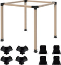 Pergola Bracket Kit 4x4, 4pcs 3-Way Right Angle Corner Bracket and 4pcs Base, Heavy Duty Corner Bracket DIY Shed Kit, for Gazebo, Pergolas, Wood Stand Sheds, Metal Gazebo Kits, with Screws