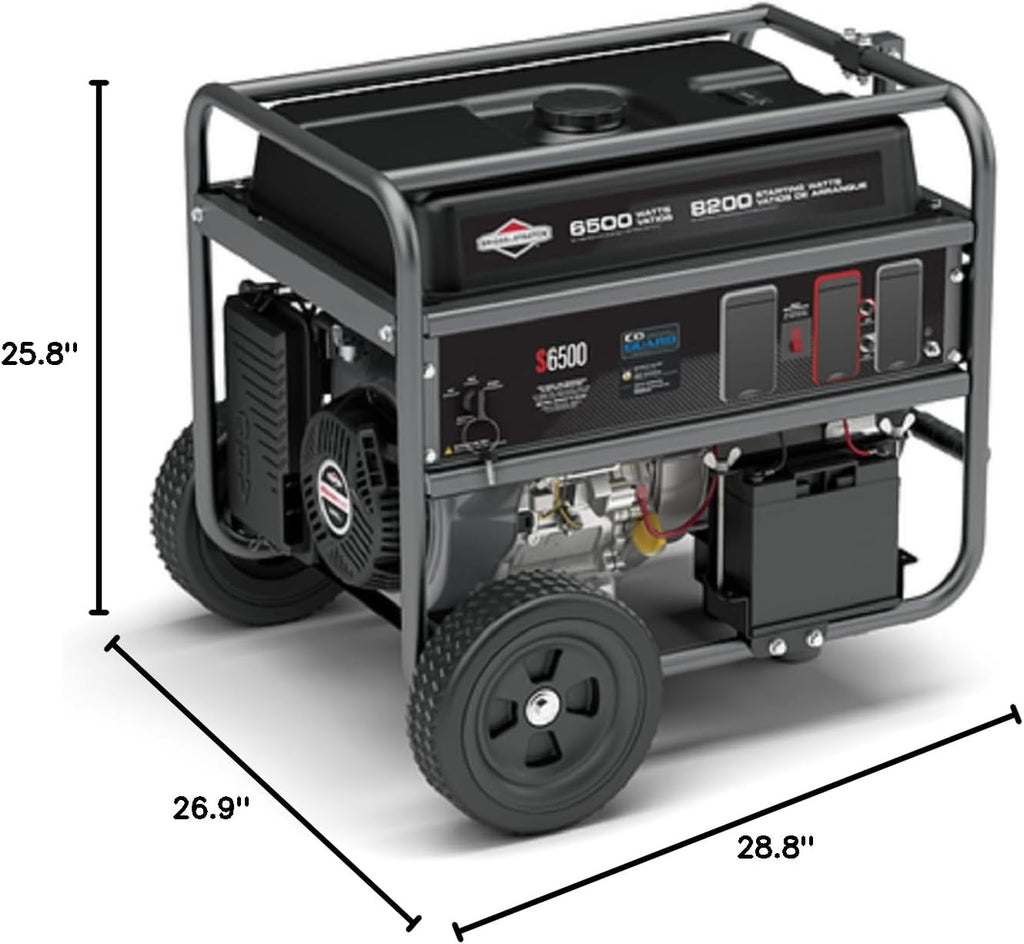 Briggs and Straton, 6500W Portable Generator, Outdoor, Electric Start