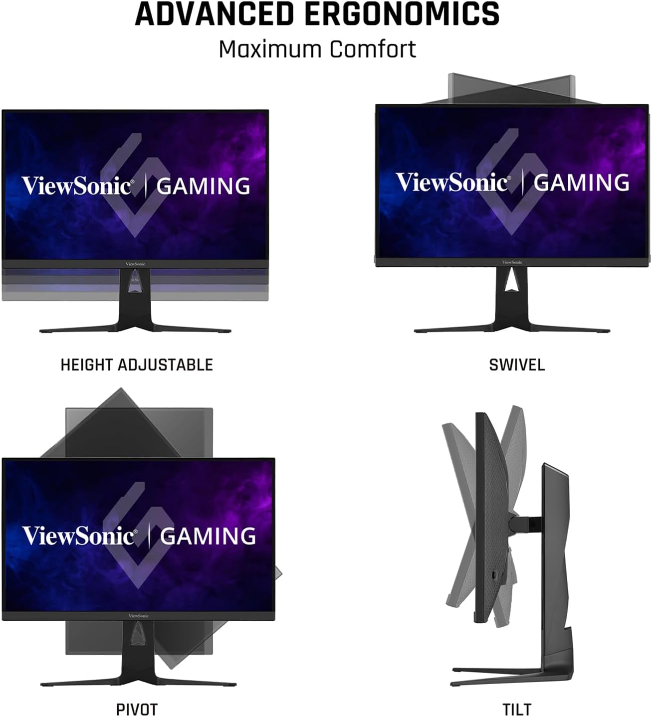 ViewSonic XG2736-2K 27 Inch 1440p Gaming Monitor, IPS with 240Hz and 0.5ms for Pro-Level Gameplay, FreeSync Premium and G-Sync Compatible, Advanced Ergonomics, 65W USB-C, HDMI, and DisplayPort Inputs