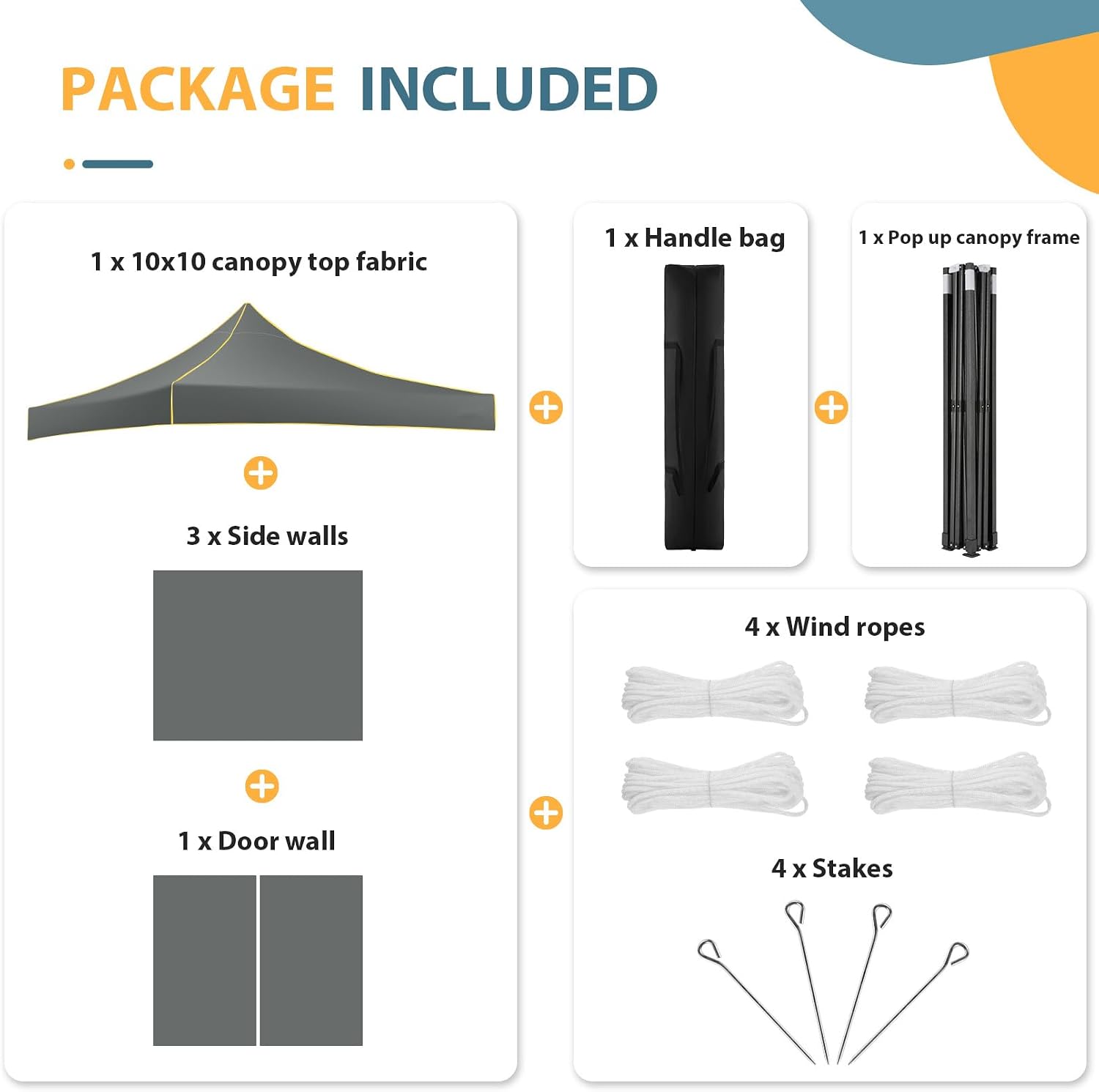 COBIZI 10x10 Pop Up Heavy Duty Canopy Tent with 4 Sidewalls, Easy Setup Outdoor Commercial Instant Tent for Parties Events Canopy with Portable Bag, Waterproof & UPF50+ (Gray)