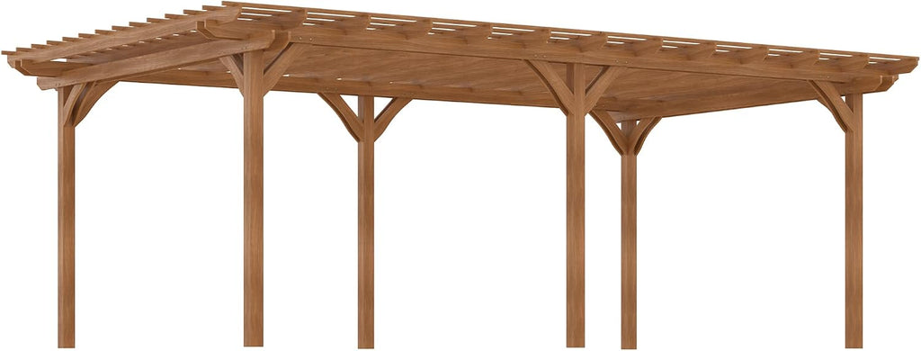 Outsunny 12' x 20' Outdoor Pergola, Wood Gazebo Grape Trellis with Stable Structure for Climbing Plant Support, Garden, Patio, Backyard, Deck, Brown