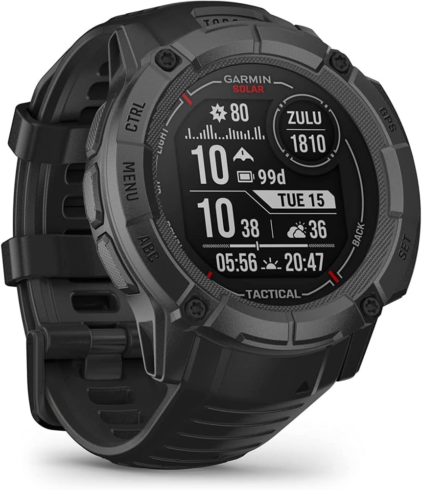 Garmin Instinct 2X Solar - Tactical Edition, Solar Charging, Rugged GPS Smartwatch, Built-in Flashlight, Ballistics Calculator, Black 010-02805-13 Bundle with 2 YR CPS Enhanced Protection Pack