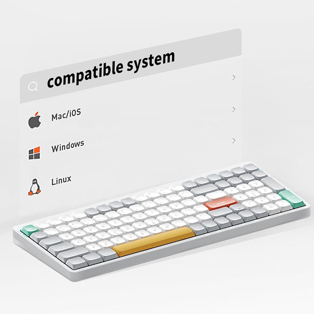 nuphy Air96 V2 Wireless Mechanical Keyboard,100 Keys Gaming Keyboard,Supports Bluetooth 5.1,2.4G and Wired Connection,for PC/Laptop/Windows/Mac -White Gateron Wisteria Switch