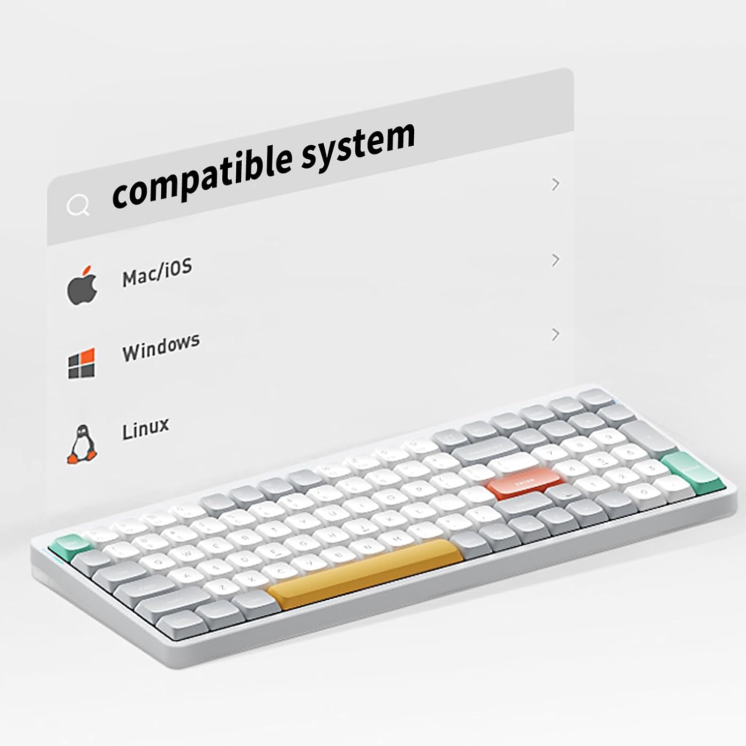 nuphy Air96 V2 Wireless Mechanical Keyboard,100 Keys Gaming Keyboard,Supports Bluetooth 5.1,2.4G and Wired Connection,for PC/Laptop/Windows/Mac -White Gateron Wisteria Switch