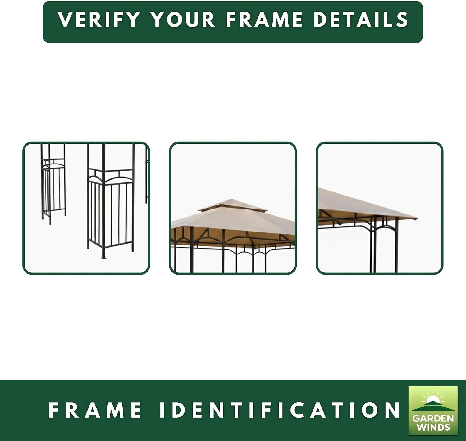 Garden Winds Reinforced RipLock 350 Replacement Canopy Top and Netting Set Compatible with 11' x 9' Gazebo Model 5LGZ7262-V4 - Beige